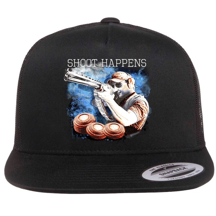 Shoot Happens Funny Trap Shooting Flatbill Hat