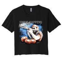 Shoot Happens Funny Trap Shooting Women's Crop Top Tee