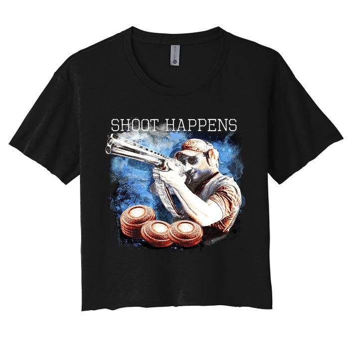 Shoot Happens Funny Trap Shooting Women's Crop Top Tee