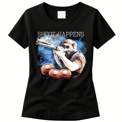 Shoot Happens Funny Trap Shooting Womens T-Shirt