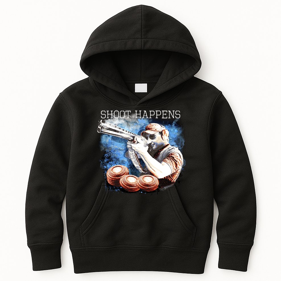 Shoot Happens Funny Trap Shooting Kids Hoodie