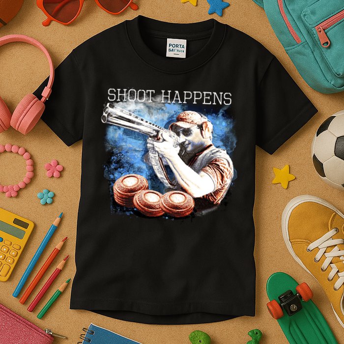 Shoot Happens Funny Trap Shooting Kids T-Shirt