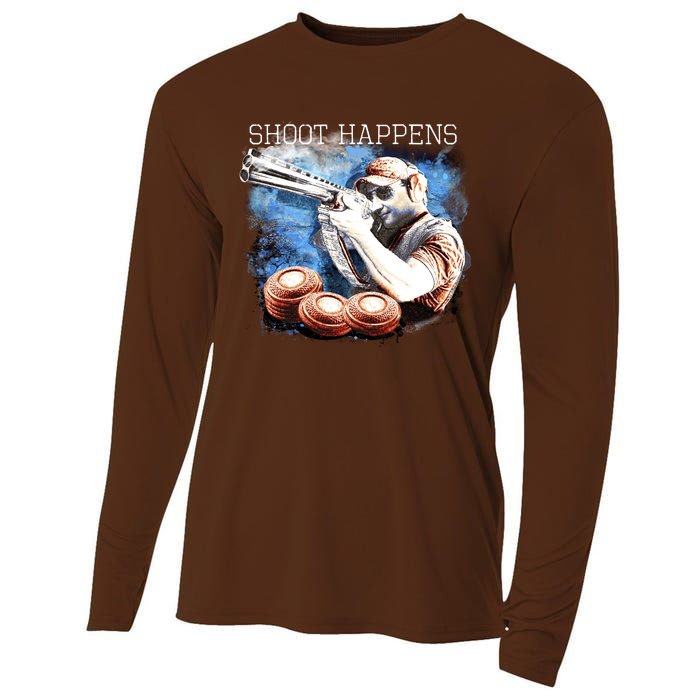 Shoot Happens Funny Trap Shooting Cooling Performance Long Sleeve Crew