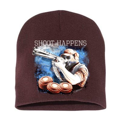 Shoot Happens Funny Trap Shooting Short Acrylic Beanie