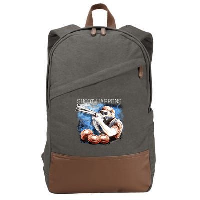 Shoot Happens Funny Trap Shooting Cotton Canvas Backpack