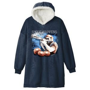 Shoot Happens Funny Trap Shooting Hooded Wearable Blanket