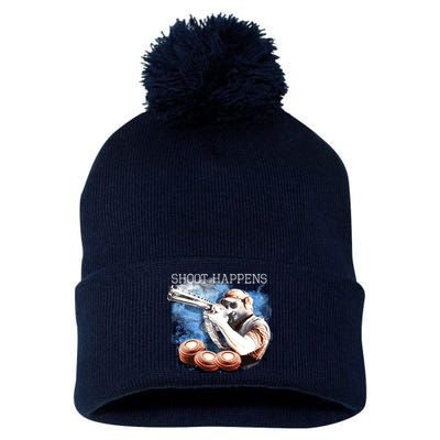 Shoot Happens Funny Trap Shooting Pom Pom 12in Knit Beanie