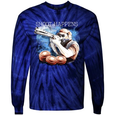 Shoot Happens Funny Trap Shooting Tie-Dye Long Sleeve Shirt