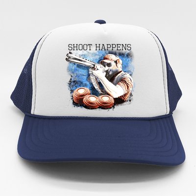 Shoot Happens Funny Trap Shooting Trucker Hat