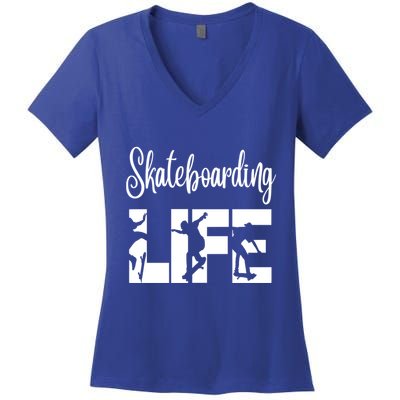 Skaters Having Fun Pro Skateboarding Life Gift For N Gift Women's V-Neck T-Shirt