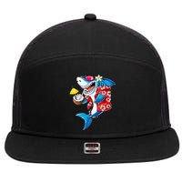 Shark Hawaiian Funny Aloha Hawaii Beach Jawsome Gifts 7 Panel Mesh Trucker Snapback Hat