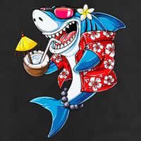 Shark Hawaiian Funny Aloha Hawaii Beach Jawsome Gifts 7 Panel Mesh Trucker Snapback Hat