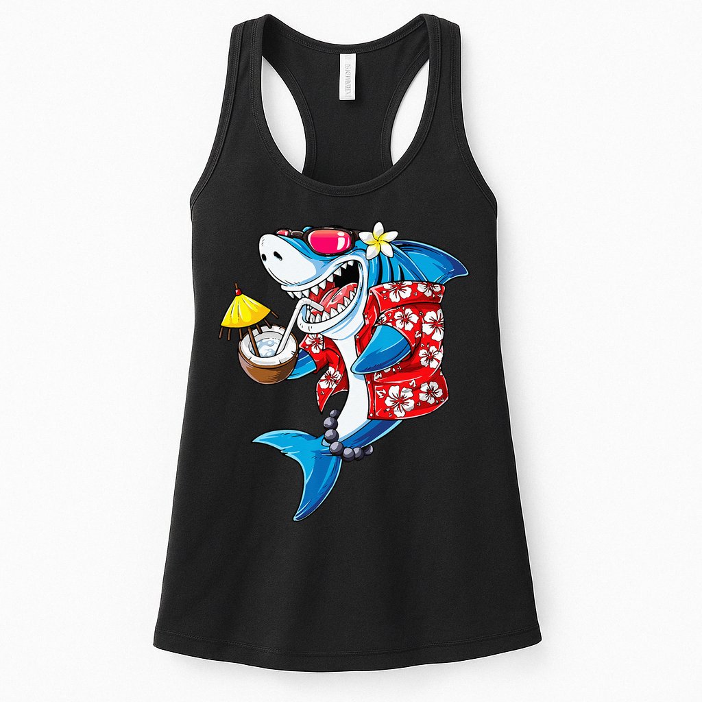 Shark Hawaiian Funny Aloha Hawaii Beach Jawsome Gifts Womens Tank Top