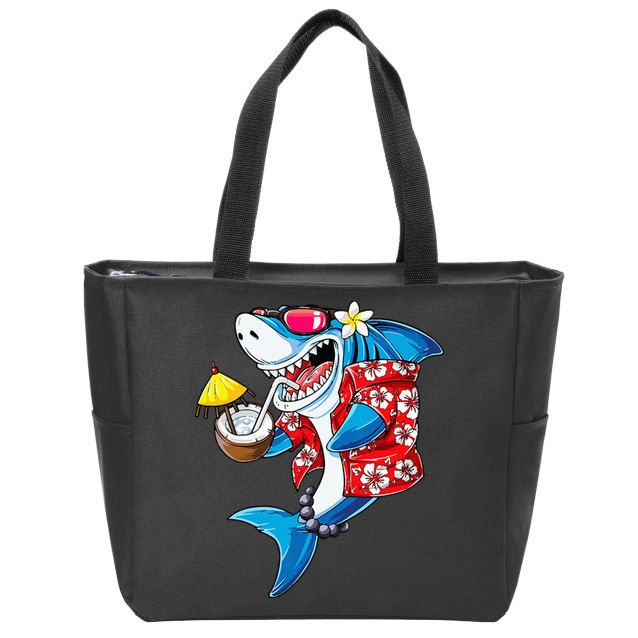 Shark Hawaiian Funny Aloha Hawaii Beach Jawsome Gifts Zip Tote Bag