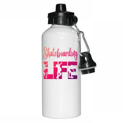 Skaters Having Fun Pro Skateboarding Life Gift For N Gift Aluminum Water Bottle