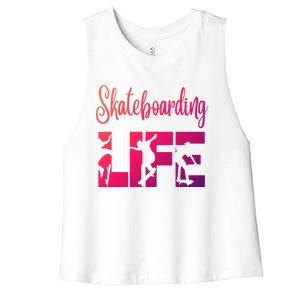 Skaters Having Fun Pro Skateboarding Life Gift For N Gift Women's Racerback Cropped Tank