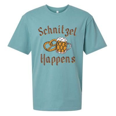 Schnitzel Happens Funny Oktoberfest Drinking Team Sueded Cloud Jersey T-Shirt