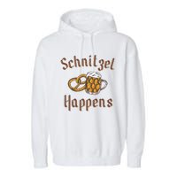 Schnitzel Happens Funny Oktoberfest Drinking Team Garment-Dyed Fleece Hoodie