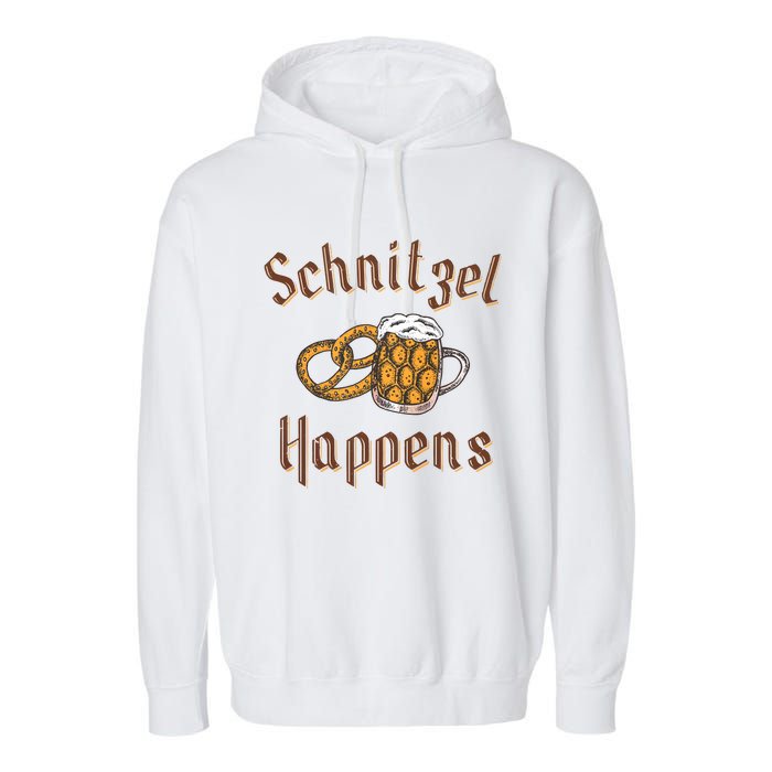 Schnitzel Happens Funny Oktoberfest Drinking Team Garment-Dyed Fleece Hoodie