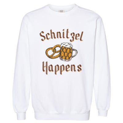 Schnitzel Happens Funny Oktoberfest Drinking Team Garment-Dyed Sweatshirt