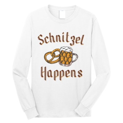 Schnitzel Happens Funny Oktoberfest Drinking Team Long Sleeve Shirt