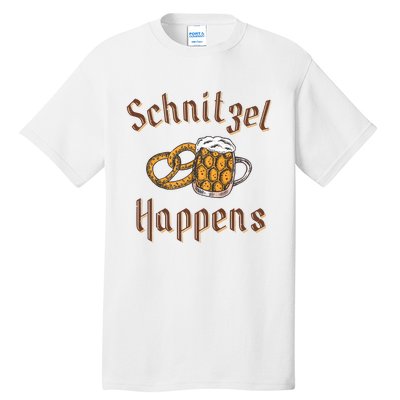 Schnitzel Happens Funny Oktoberfest Drinking Team Tall T-Shirt