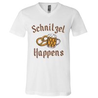 Schnitzel Happens Funny Oktoberfest Drinking Team V-Neck T-Shirt