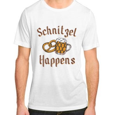 Schnitzel Happens Funny Oktoberfest Drinking Team Adult ChromaSoft Performance T-Shirt