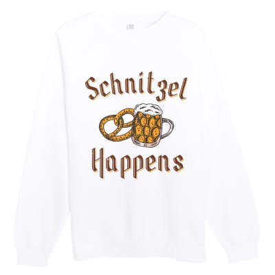 Schnitzel Happens Funny Oktoberfest Drinking Team Premium Crewneck Sweatshirt