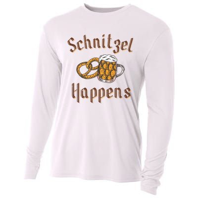 Schnitzel Happens Funny Oktoberfest Drinking Team Cooling Performance Long Sleeve Crew