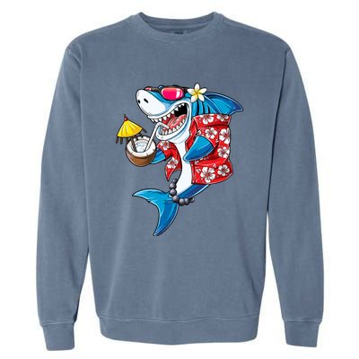 Shark Hawaiian Funny Aloha Hawaii Beach Jawsome Funny Gift Cool Gift Garment-Dyed Sweatshirt