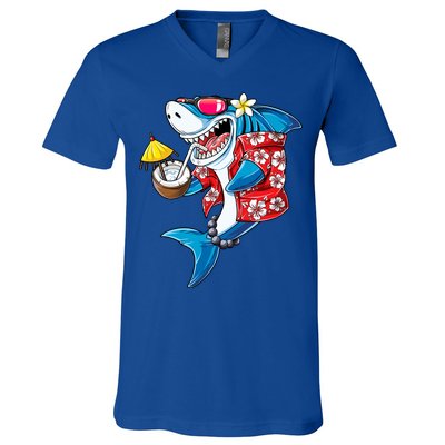 Shark Hawaiian Funny Aloha Hawaii Beach Jawsome Funny Gift Cool Gift V-Neck T-Shirt