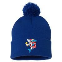 Shark Hawaiian Funny Aloha Hawaii Beach Jawsome Funny Gift Cool Gift Pom Pom 12in Knit Beanie