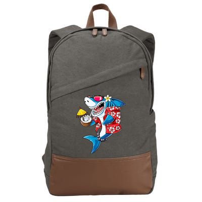 Shark Hawaiian Funny Aloha Hawaii Beach Jawsome Funny Gift Cool Gift Cotton Canvas Backpack