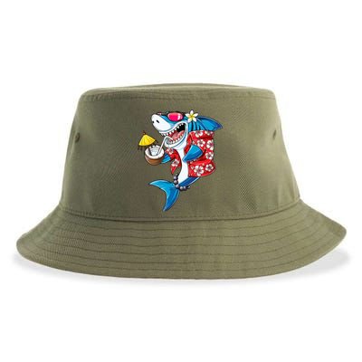 Shark Hawaiian Funny Aloha Hawaii Beach Jawsome Funny Gift Cool Gift Sustainable Bucket Hat