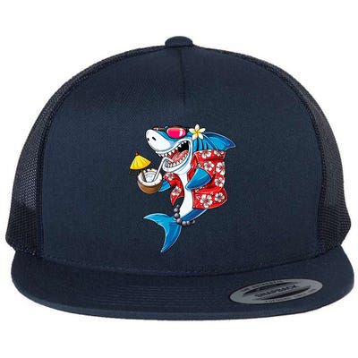 Shark Hawaiian Funny Aloha Hawaii Beach Jawsome Funny Gift Cool Gift Flat Bill Trucker Hat