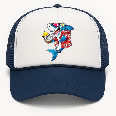 Shark Hawaiian Funny Aloha Hawaii Beach Jawsome Funny Gift Cool Gift Trucker Hat