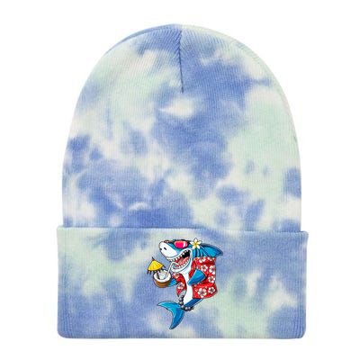 Shark Hawaiian Funny Aloha Hawaii Beach Jawsome Funny Gift Cool Gift Tie Dye 12in Knit Beanie