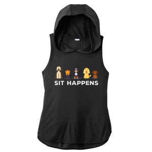 Sit Happens Funny Dog Owner Gift Idea Ladies PosiCharge Tri-Blend Wicking Draft Hoodie Tank