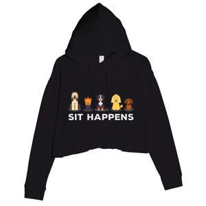 Sit Happens Funny Dog Owner Gift Idea Crop Fleece Hoodie