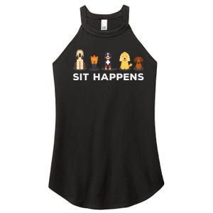 Sit Happens Funny Dog Owner Gift Idea Women's Perfect Tri Rocker Tank