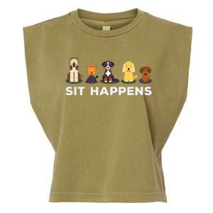 Sit Happens Funny Dog Owner Gift Idea Garment-Dyed Women's Muscle Tee