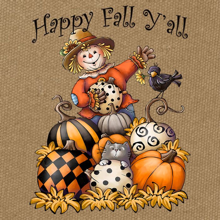 Scarecrow Happy Fall Y'all Pumpkin Thanksgiving Halloween Cotton Canvas Backpack