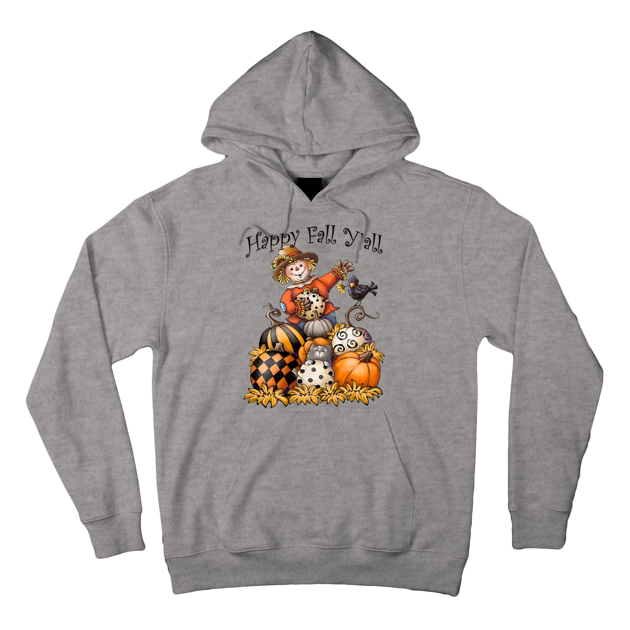 Scarecrow Happy Fall Y'all Pumpkin Thanksgiving Halloween Tall Hoodie
