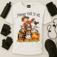 Scarecrow Happy Fall Y'all Pumpkin Thanksgiving Halloween Cooling Performance Crew T-Shirt