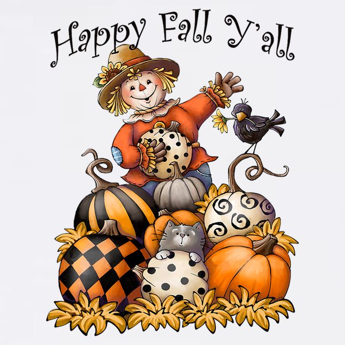 Scarecrow Happy Fall Y'all Pumpkin Thanksgiving Halloween Cooling Performance Crew T-Shirt