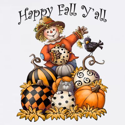 Scarecrow Happy Fall Y'all Pumpkin Thanksgiving Halloween T-Shirt