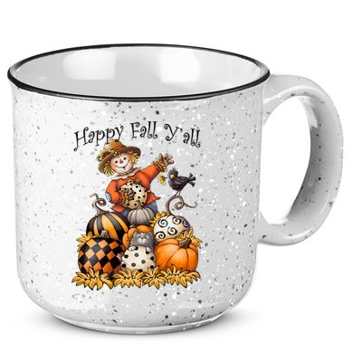 Scarecrow Happy Fall Y'all Pumpkin Thanksgiving Halloween 15oz Campfire Ceramic Mug