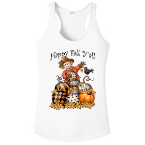 Scarecrow Happy Fall Y'all Pumpkin Thanksgiving Halloween Ladies PosiCharge Competitor Racerback Tank