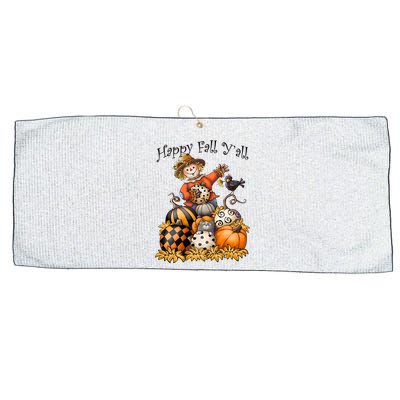 Scarecrow Happy Fall Y'all Pumpkin Thanksgiving Halloween Large Microfiber Waffle Golf Towel